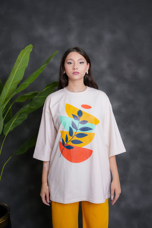 Trakkiez Printed Drop shoulder tee - with yellow trouser