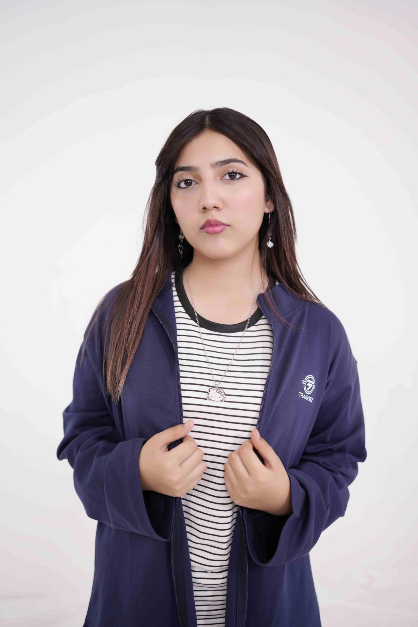 Blue Tracksuit With Stripped Tank Top
