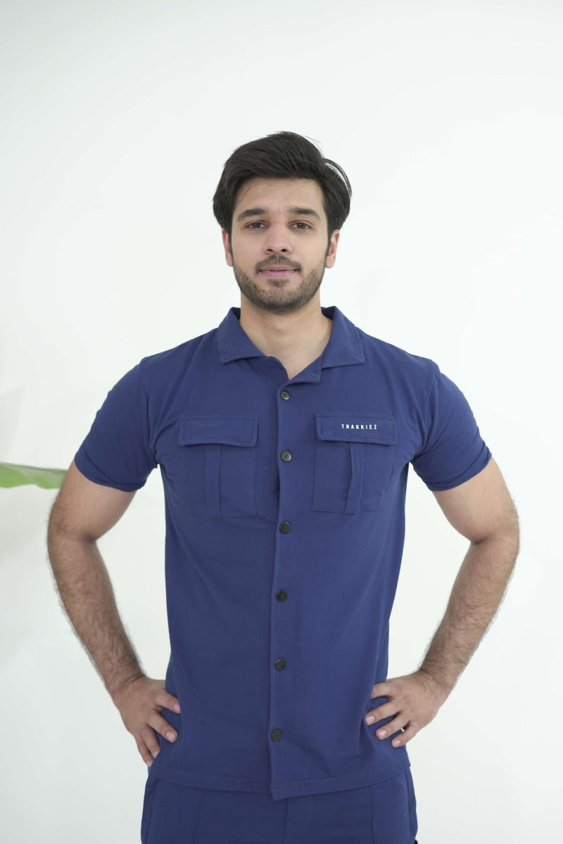 Trakkiez Front Pocket Detail Navy Blue Tracksuit