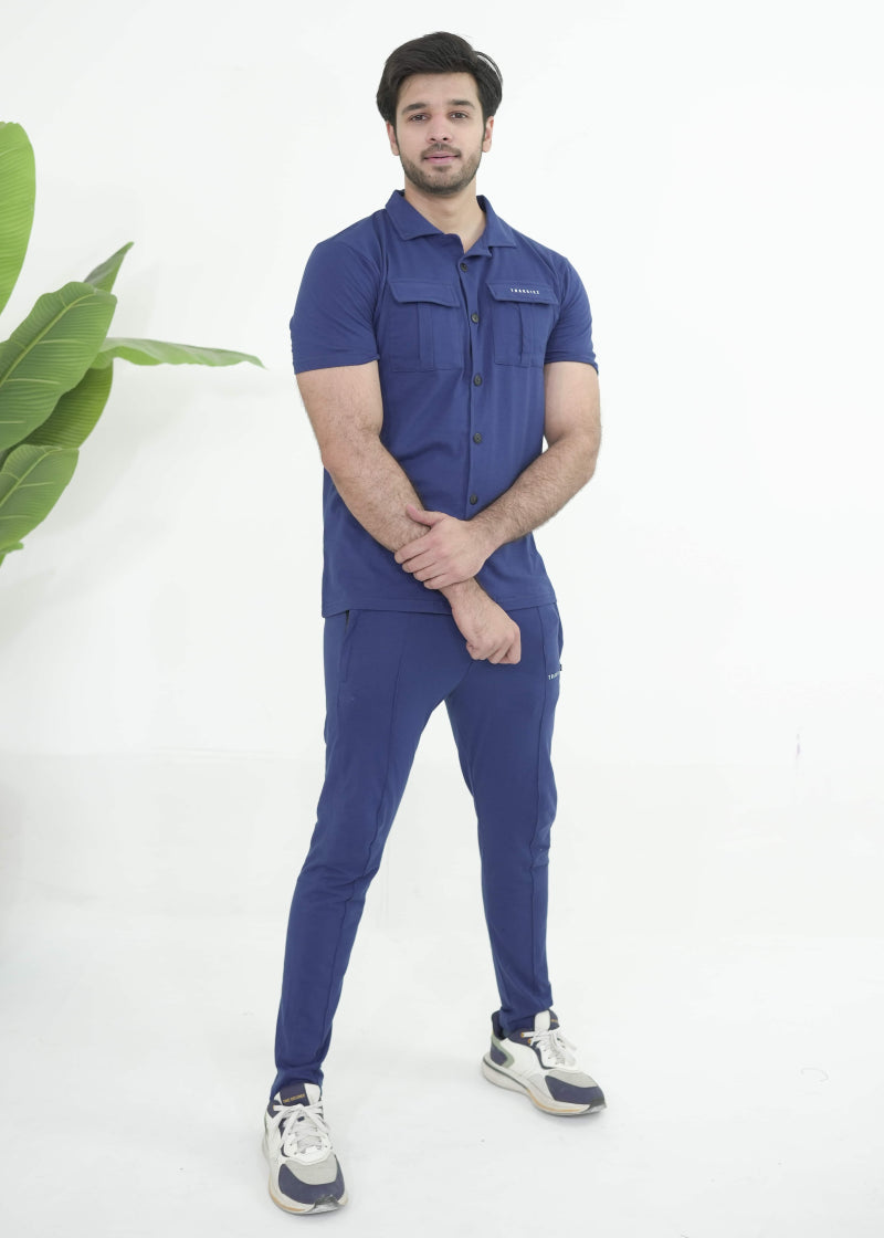 Trakkiez Front Pocket Detail Navy Blue Tracksuit