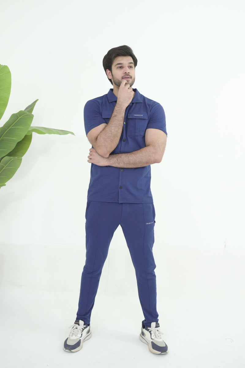 Trakkiez Front Pocket Detail Navy Blue Tracksuit