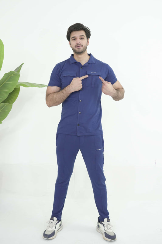 Trakkiez Front Pocket Detail Navy Blue Tracksuit