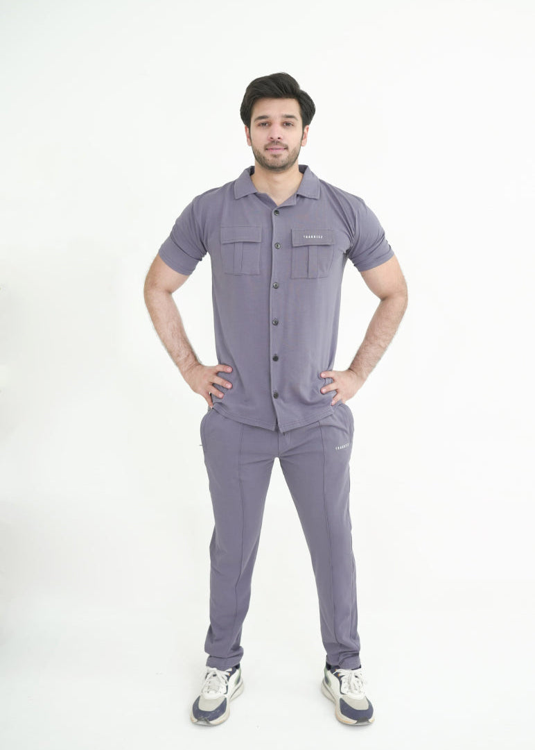 Trakkiez Front Pocket Detail Grey Tracksuit