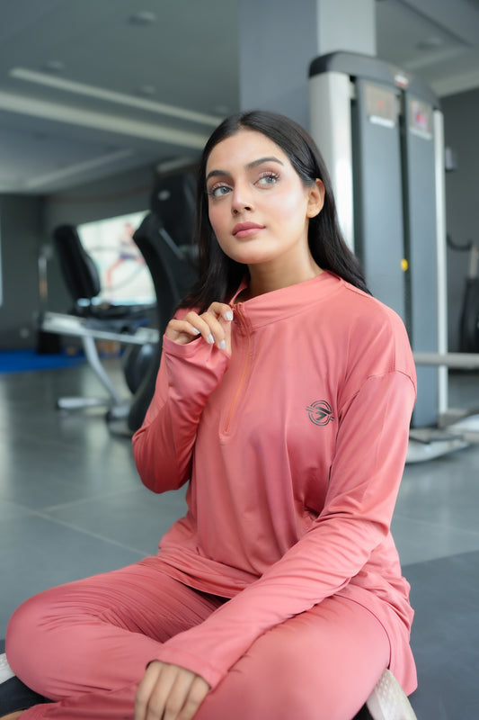 Modest brown straight top with brown trouser