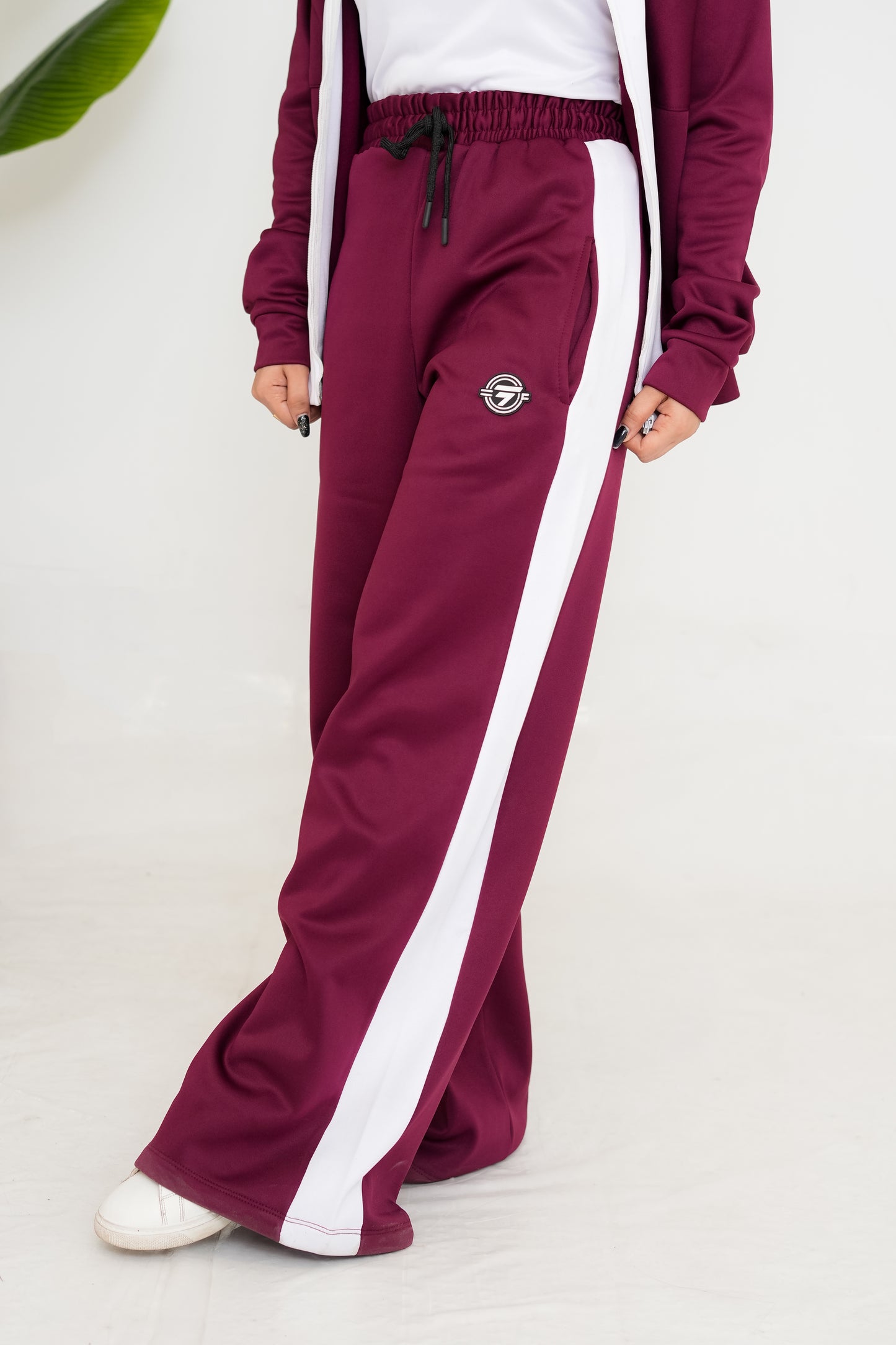Trakkiez Double Pockets Maroon Fleece Co-ord Set