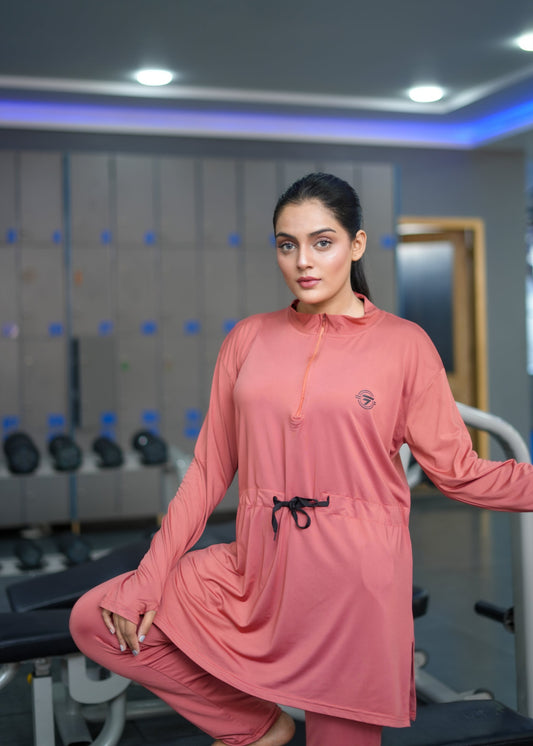 Modest brown belt top with brown trouser