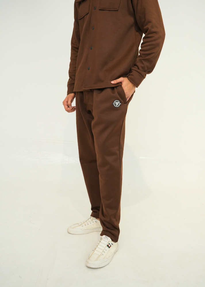 Trakkiez Front Pockets Detail Brown Tracksuit With Full Sleeves