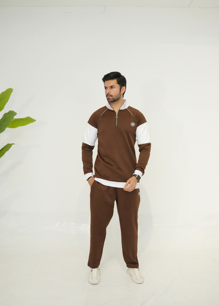 Trakkiez Premium Brown Cotton Fleece Tracksuit