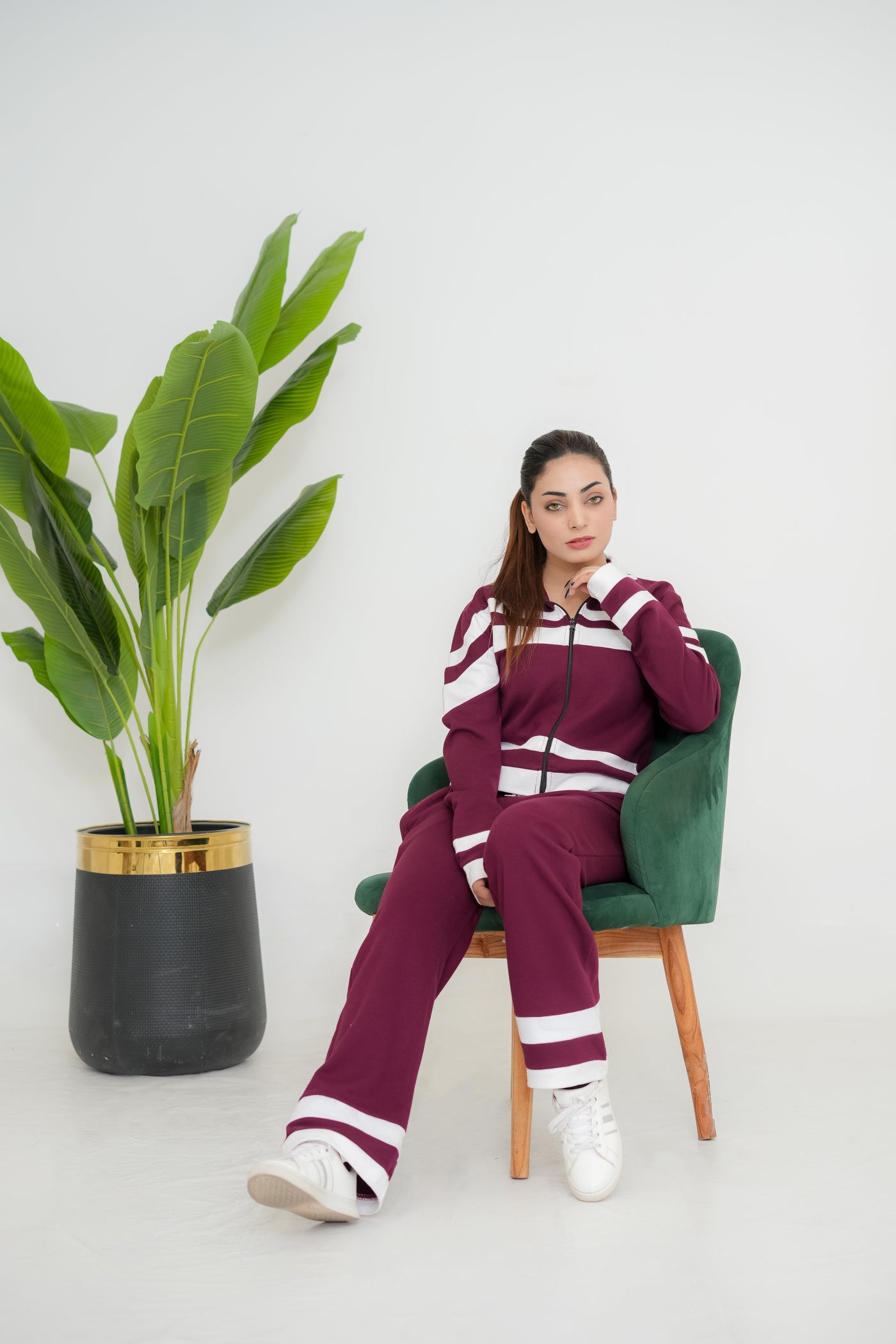Trakkiez Winter Maroon Lining Glam Fleece Co-ord Set