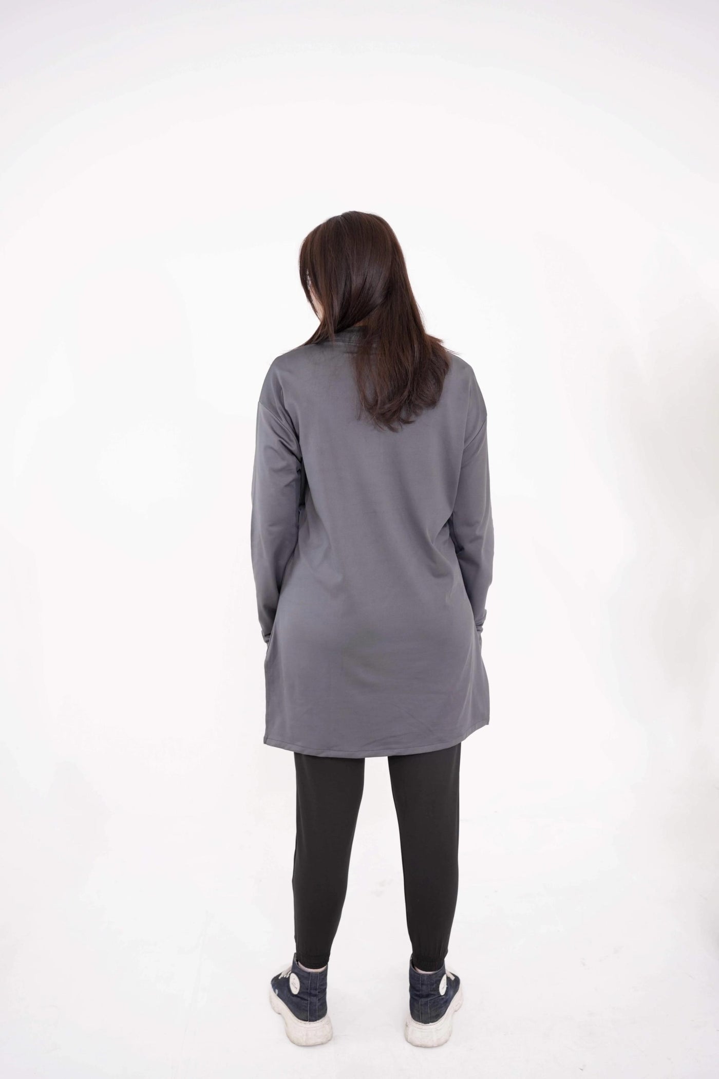 Modest Grey Top with Black Trouser