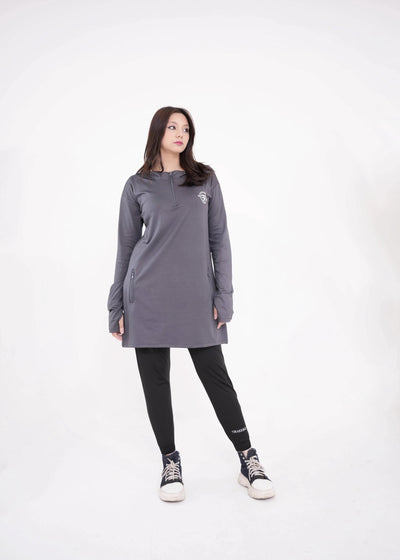 Modest Grey Top with Black Trouser