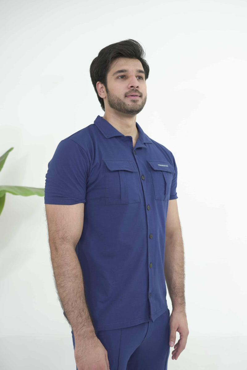 Trakkiez Front Pocket Detail Navy Blue Tracksuit
