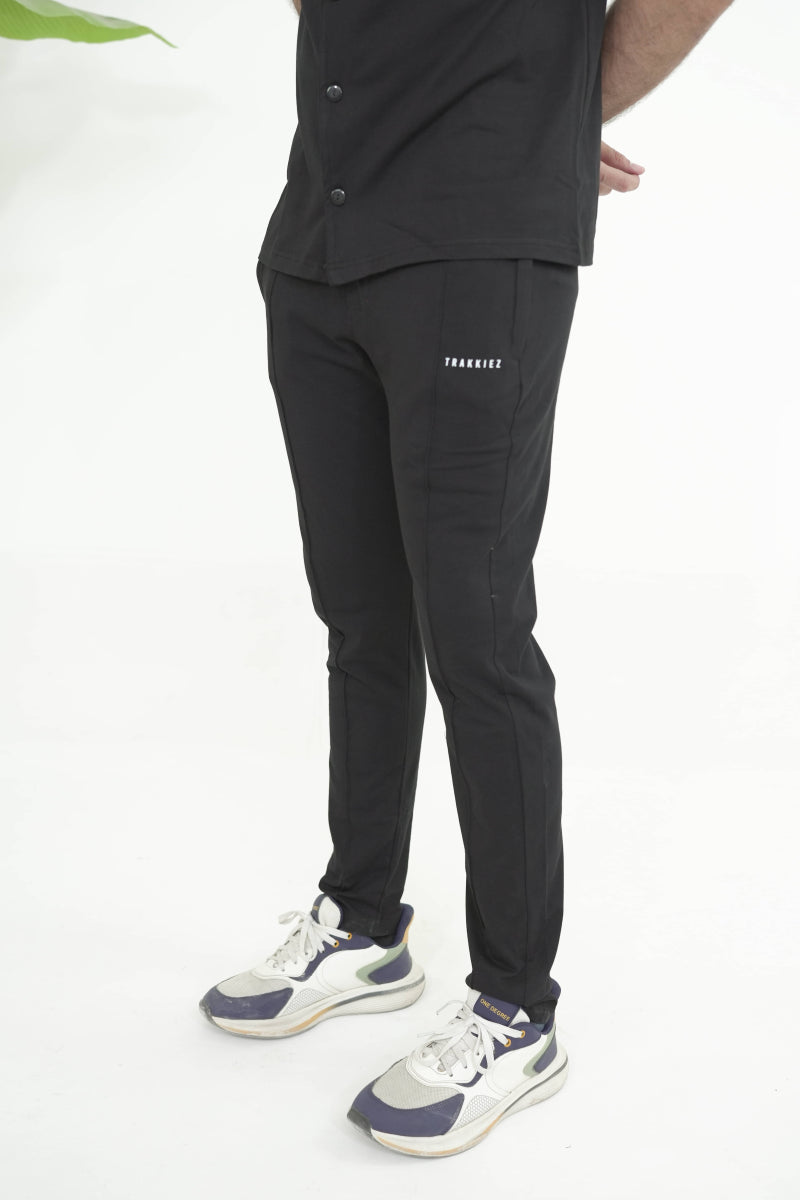 Trakkiez Front Pocket Detail Black Tracksuit