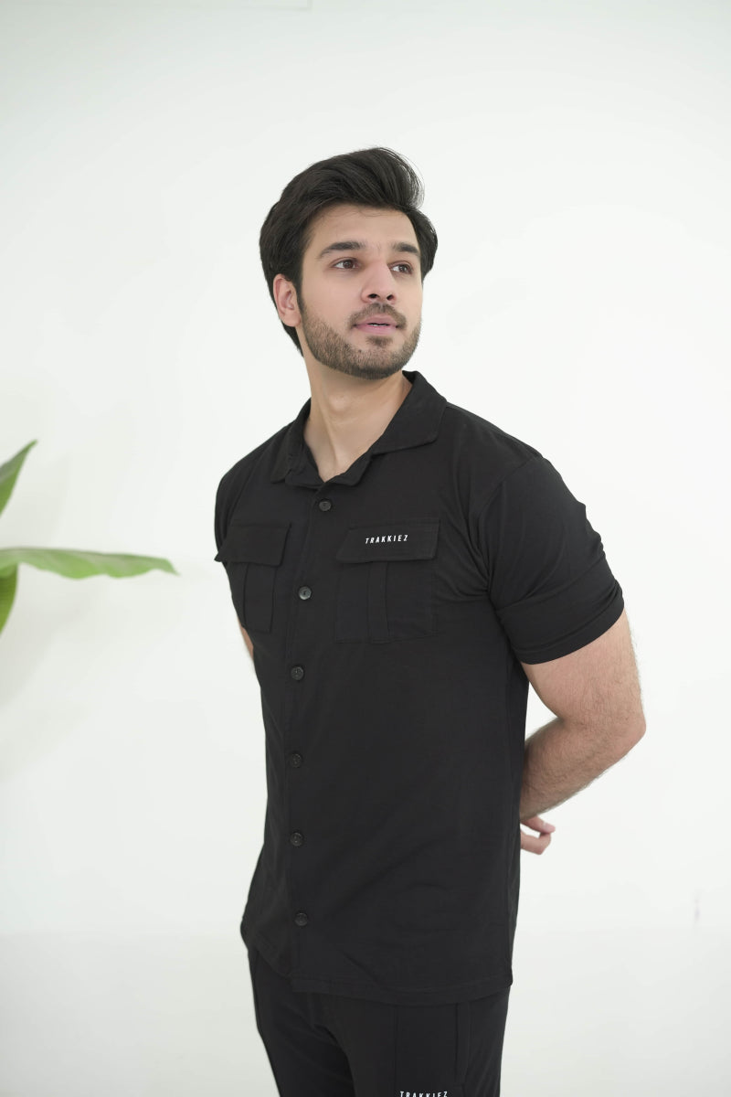 Trakkiez Front Pocket Detail Black Tracksuit