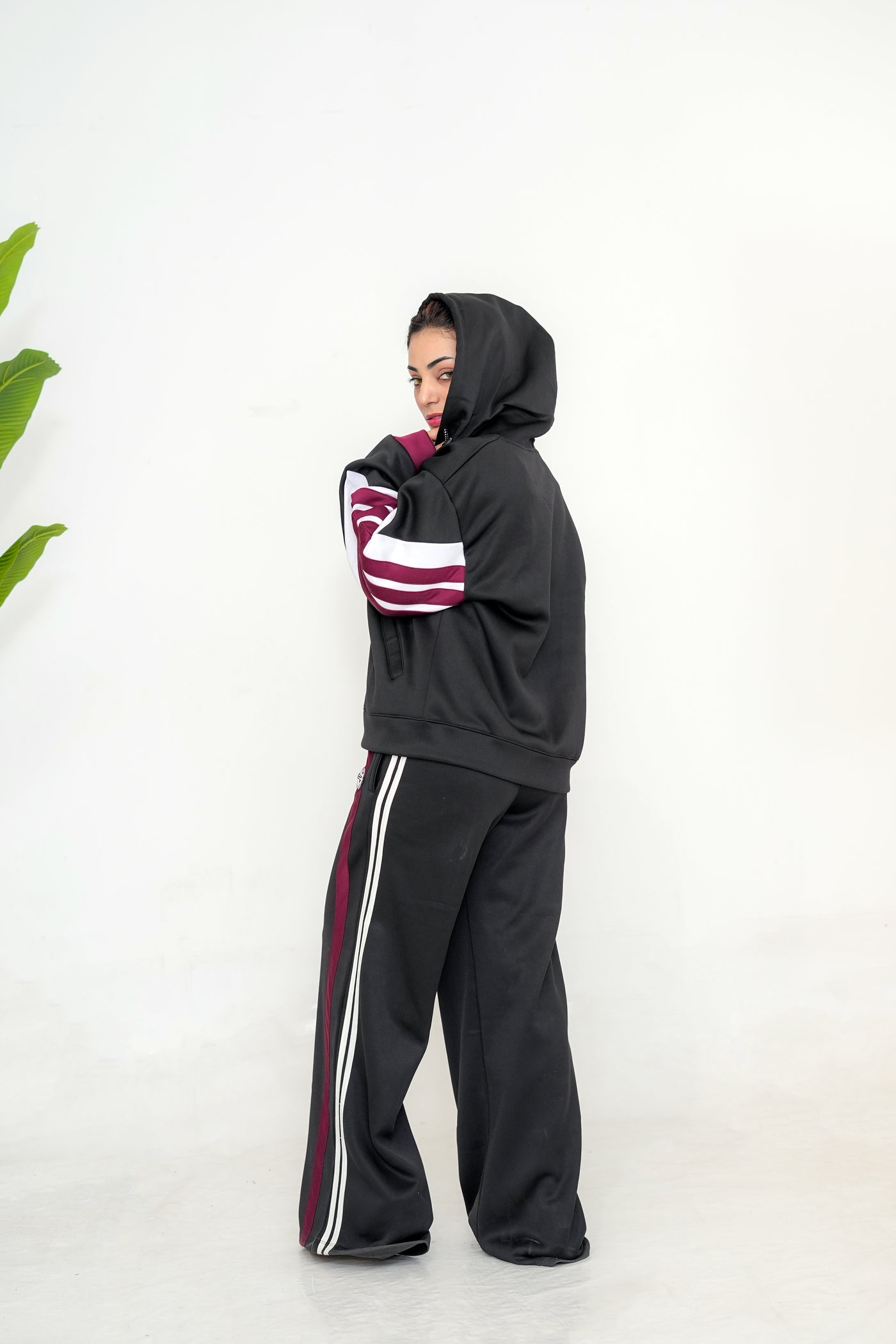 Trakkiez Black Relaxed Fit hoodie & Extra Wide Leg Bottom Co-ord Set