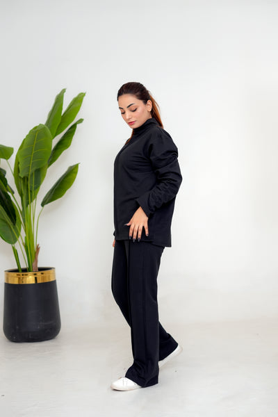 Trakkiez Bold Black Fleece Tracksuit