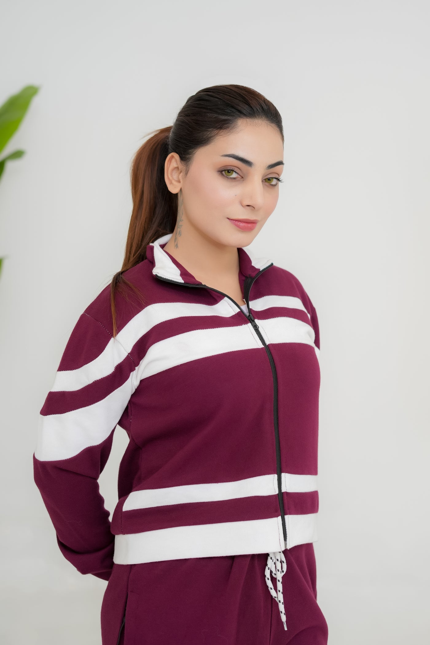 Trakkiez Winter Maroon Lining Glam Fleece Co-ord Set