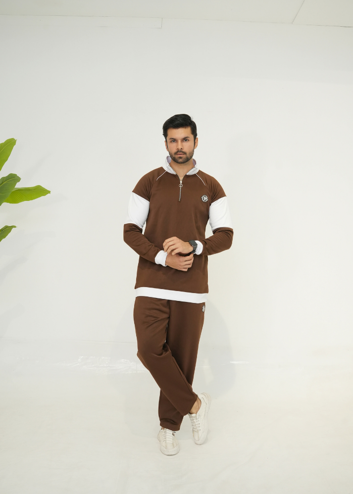 Trakkiez Premium Brown Cotton Fleece Tracksuit