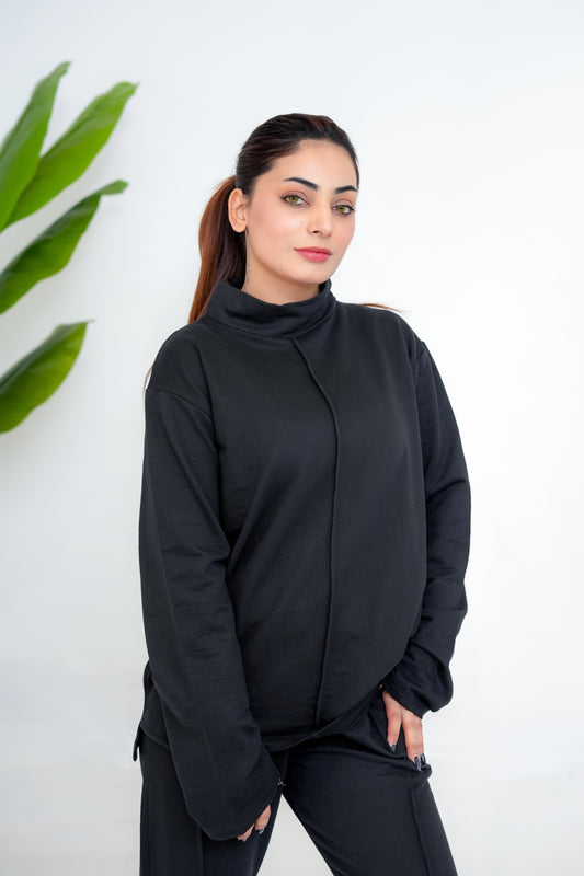 Trakkiez Bold Black Fleece Tracksuit