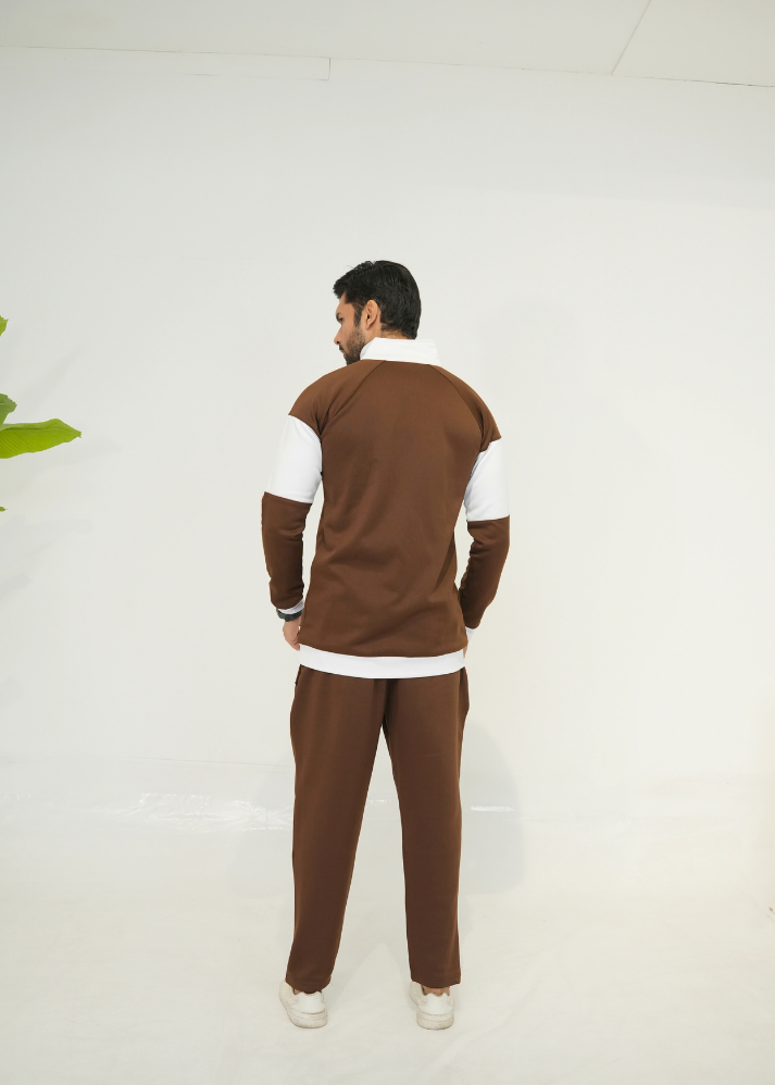 Trakkiez Premium Brown Cotton Fleece Tracksuit