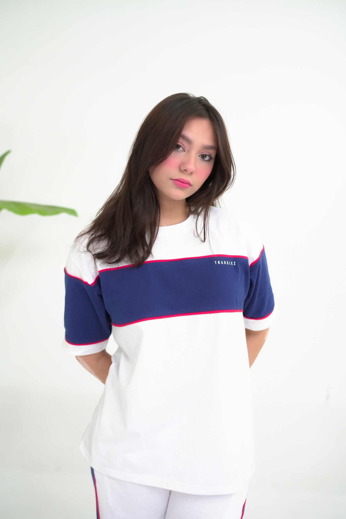 Trakkiez Panel Tee White Tracksuit - Straight Trouser