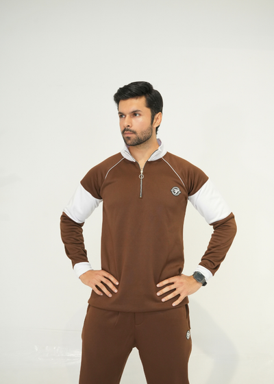 Trakkiez Premium Brown Cotton Fleece Tracksuit