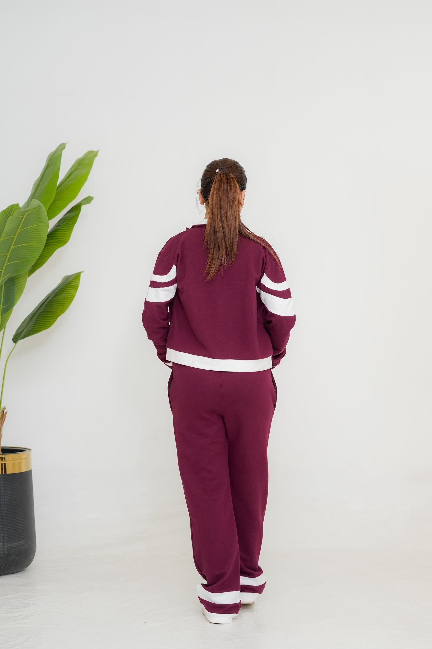 Trakkiez Winter Maroon Lining Glam Fleece Co-ord Set