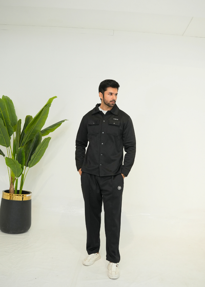 Trakkiez Front Pockets Detail Black Tracksuit With Full Sleeves