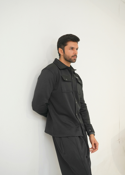 Trakkiez Front Pockets Detail Black Tracksuit With Full Sleeves