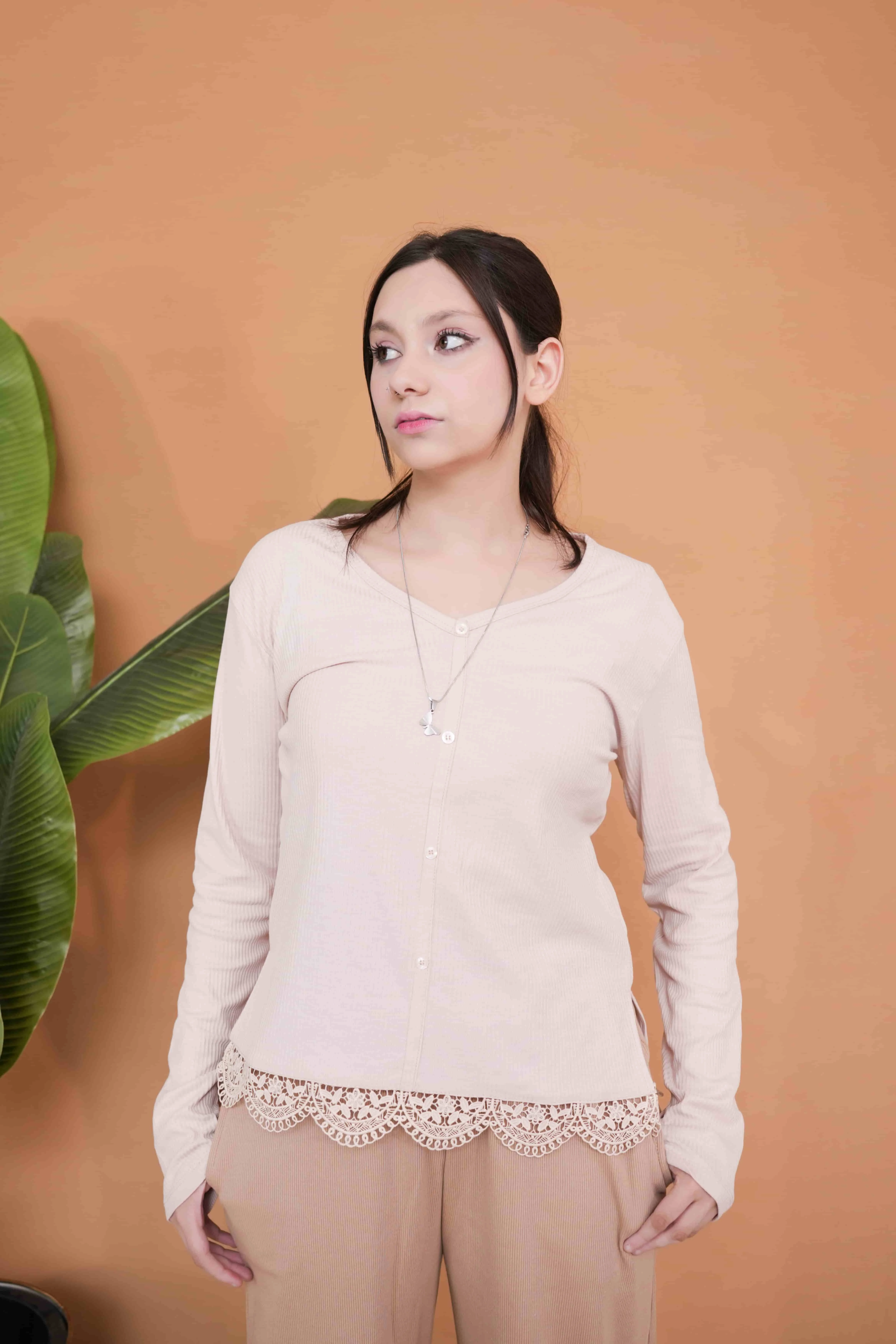 V-Neck Pink T-shirt