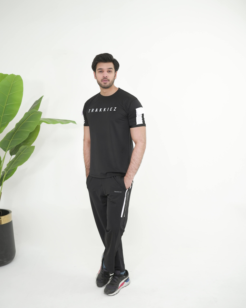 Trakkiez Black Dri-fit With White Pockets Twinset