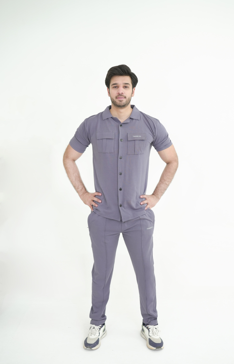Trakkiez Front Pocket Detail Grey Tracksuit