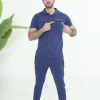 Trakkiez Front Pocket Detail Navy Blue Tracksuit